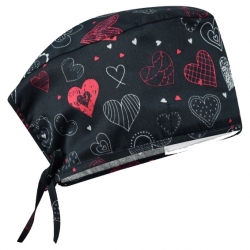 Медицинска работна шапка ADRIANA тъмни сърца