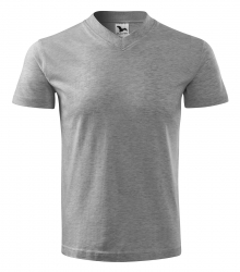 Работна унисекс тениска V-neck102 тъмно сив меланж